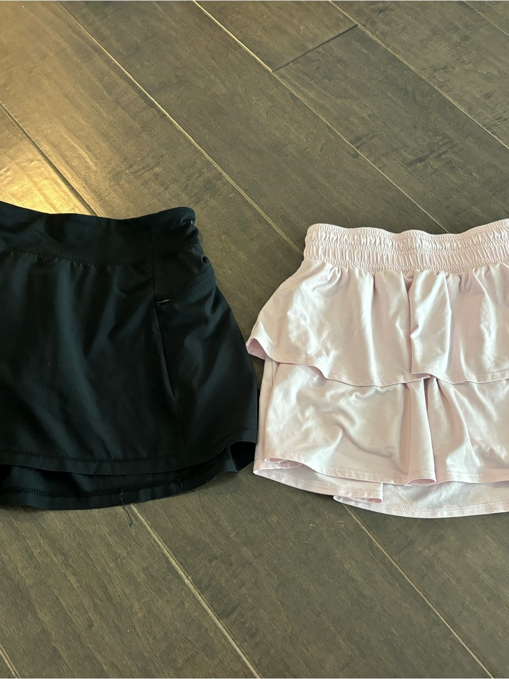 Girl’s All in Motion Black and Light Pink Layered Skorts